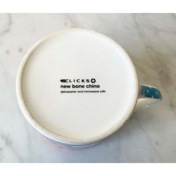 Clicks Owl Mug - Blue Polka Dots Red Purple Pink Owl Fine Bone China Coffee Cup - Picture 5 of 6